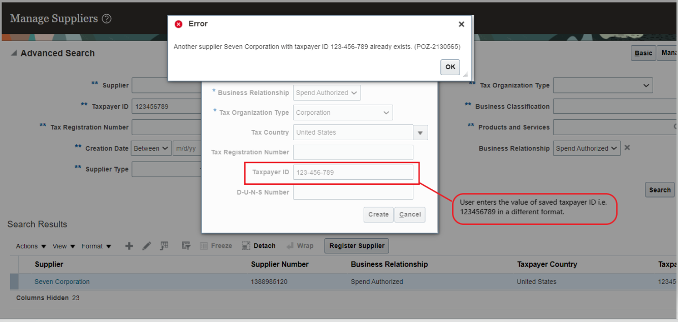 Error When Creating a Supplier