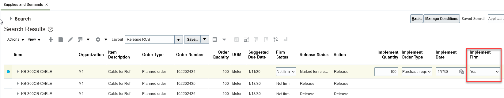 Firm Planned Order