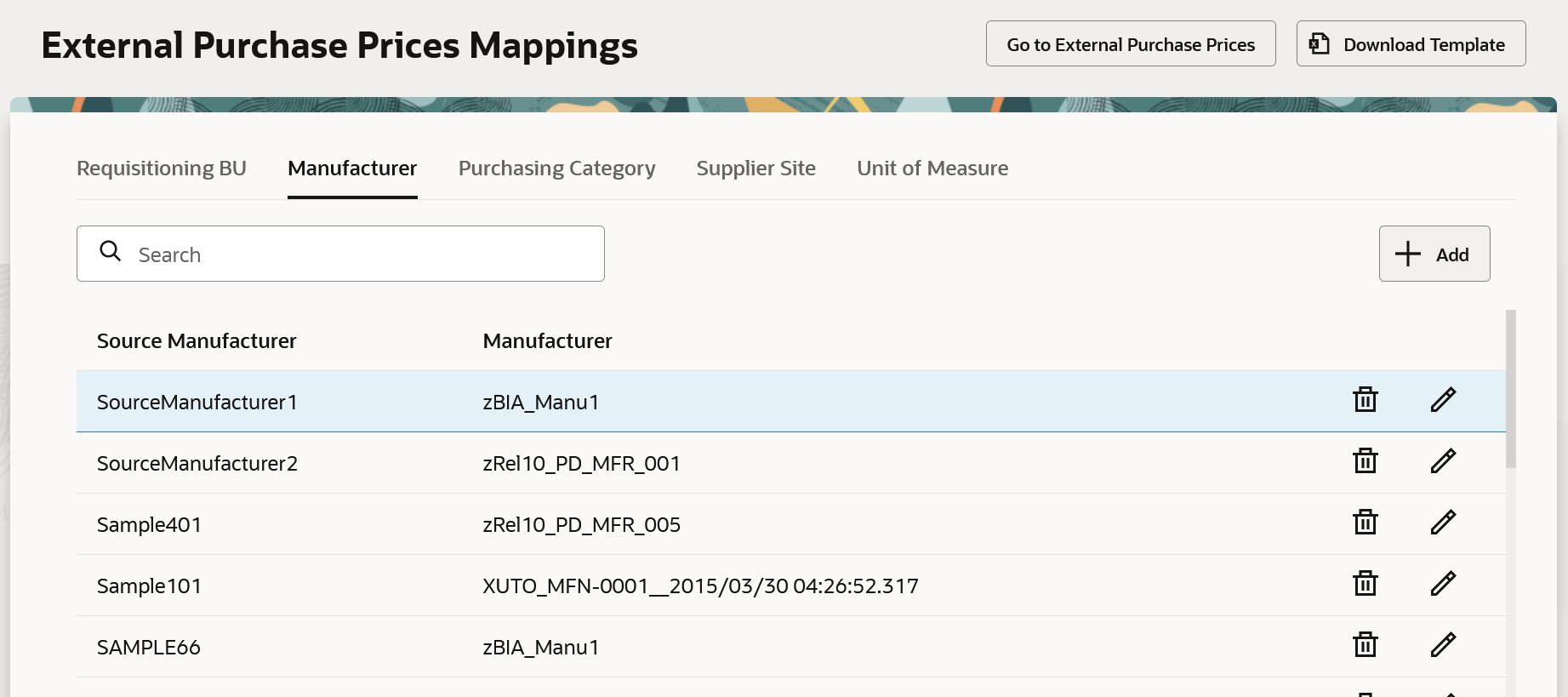 Manufacturer Mapping