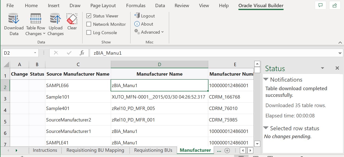 Manufacturer Mapping Spreadsheet