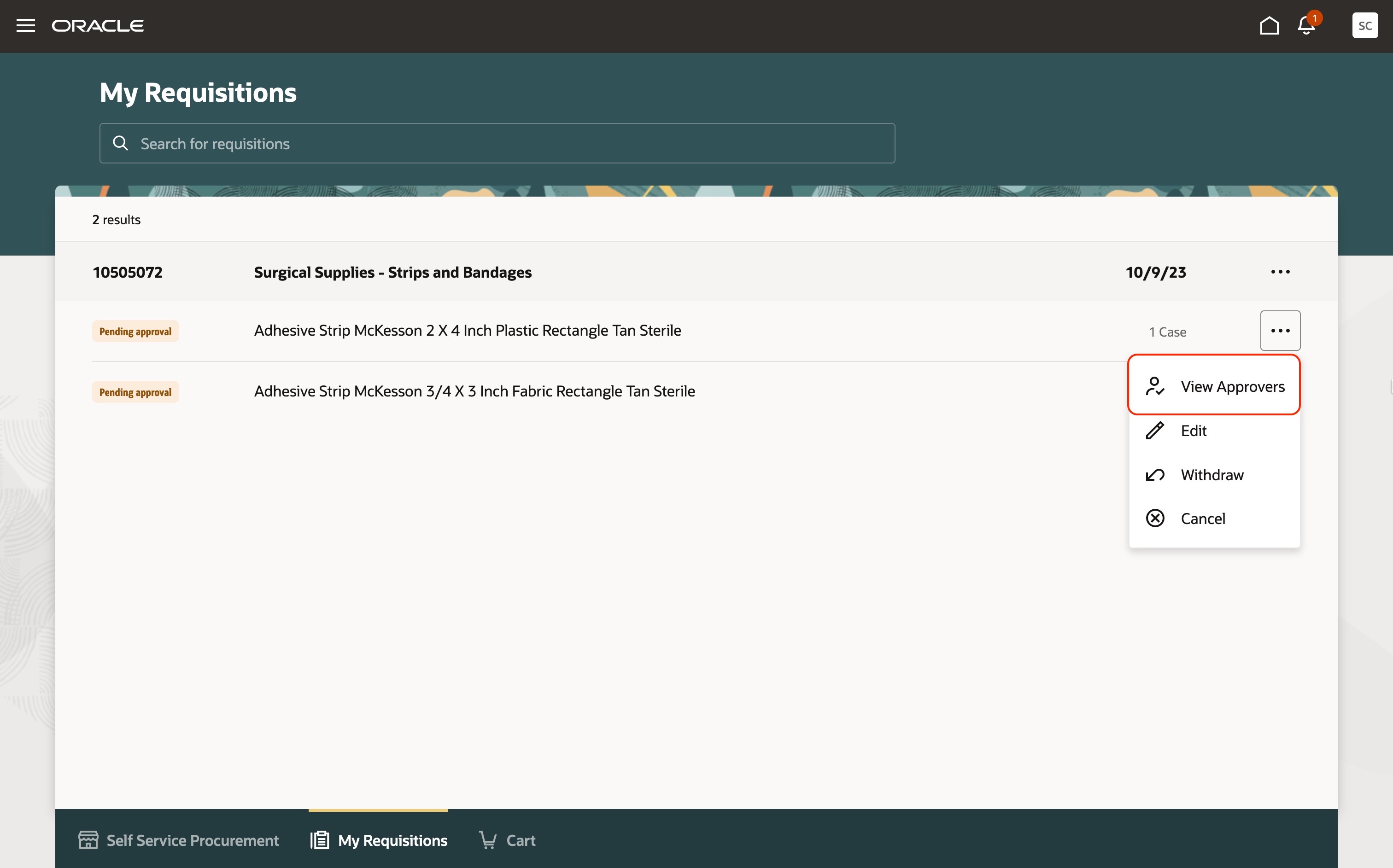 Requisition Line Action to View Approvers