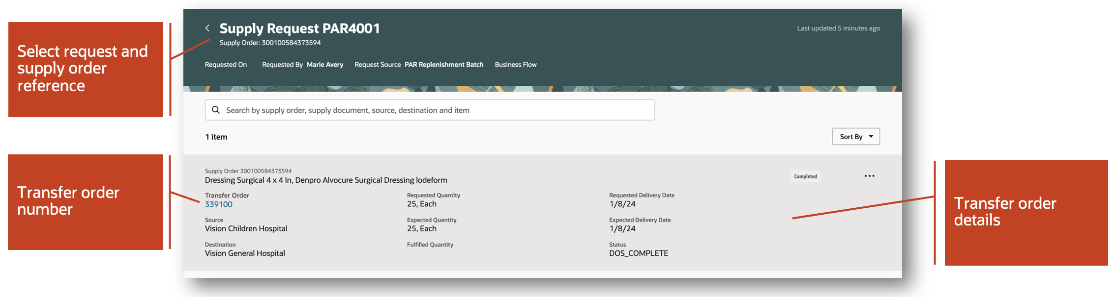 Supply Request page