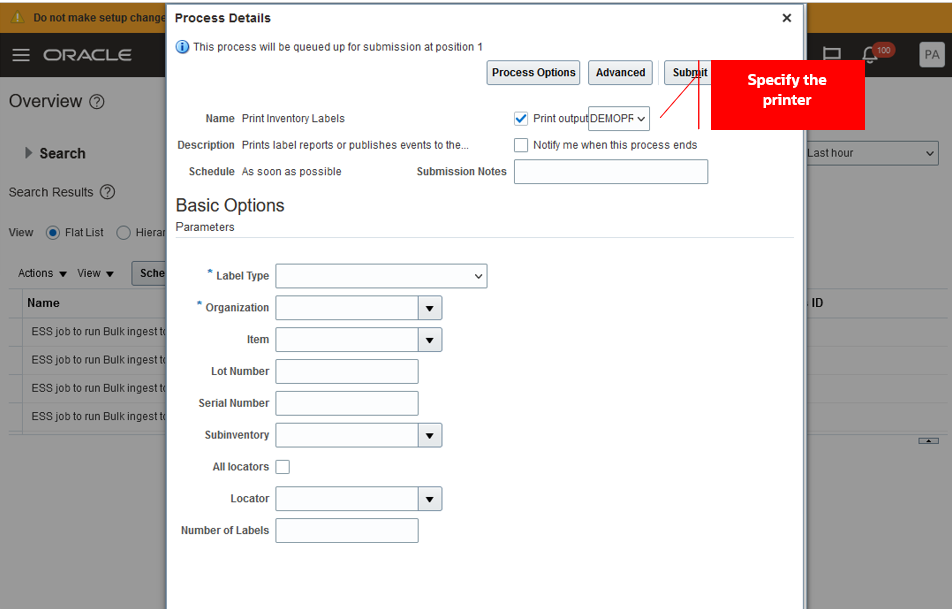 Print Inventory Labels scheduled process