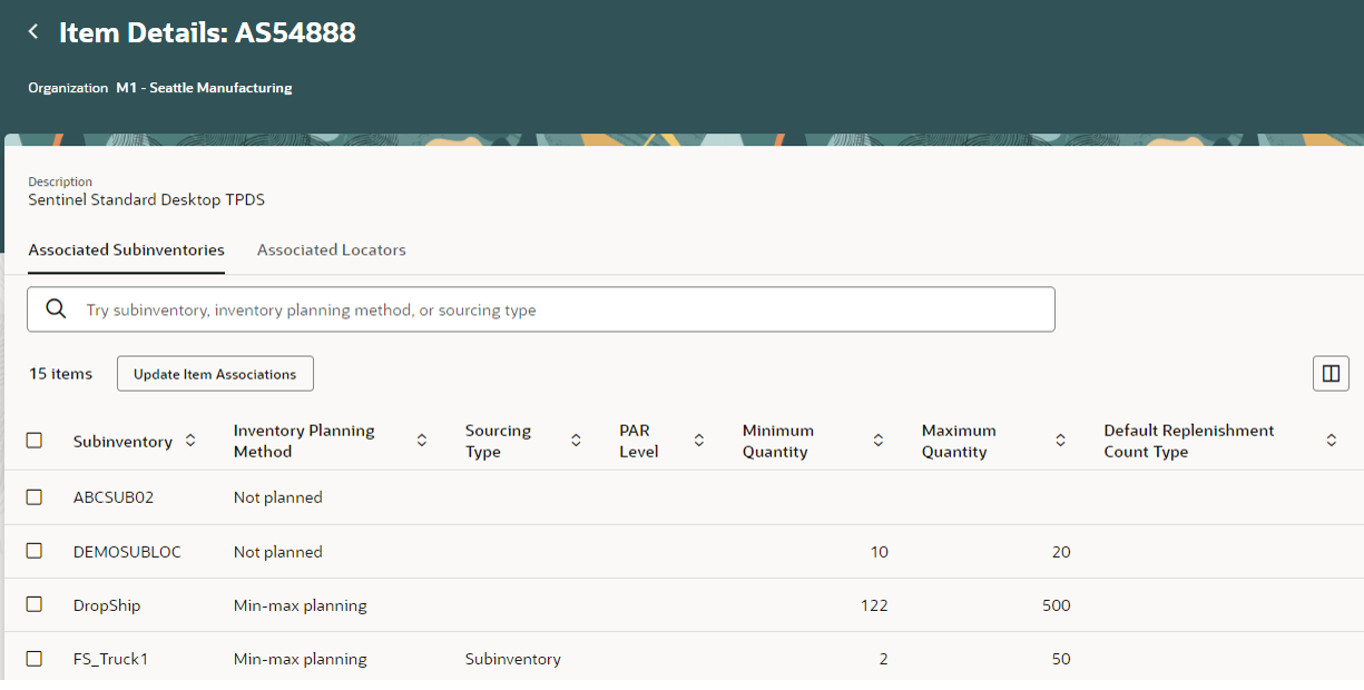 Item Details page
