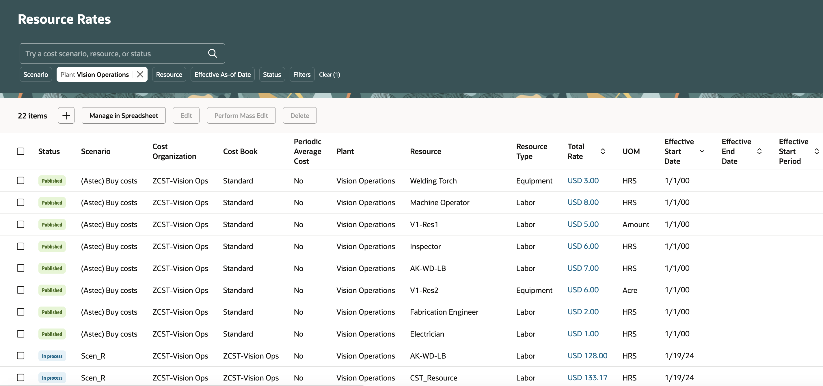 Screenshot displaying user specified filter
