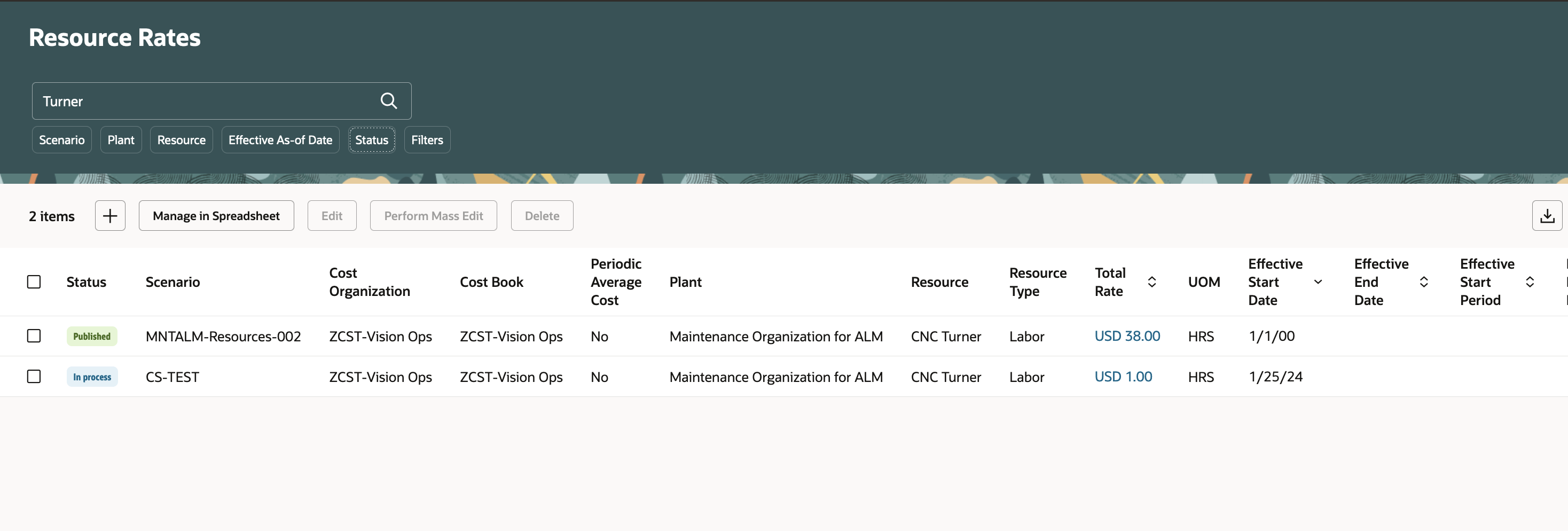 Screenshot displaying search criteria applied using keyword