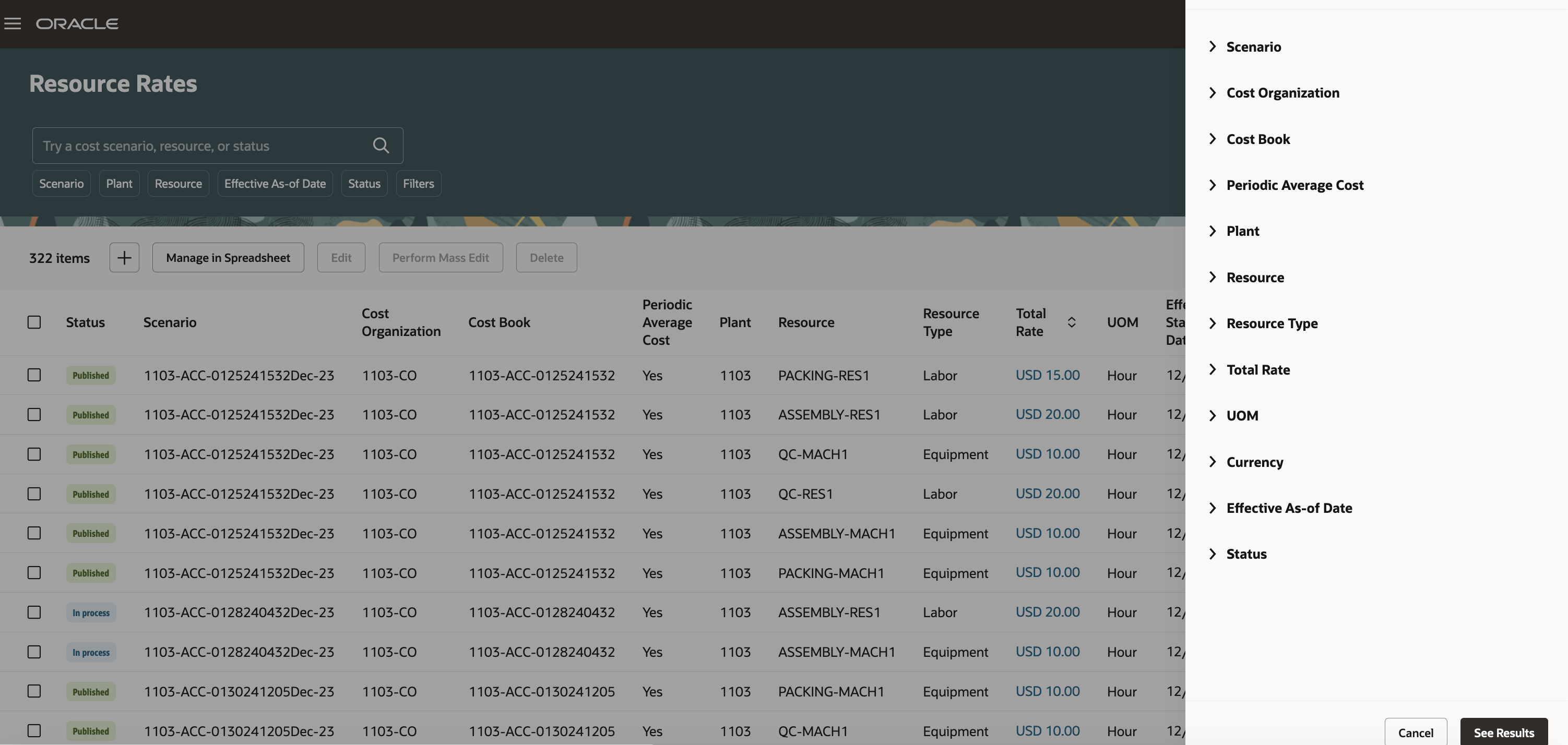 Screenshot displaying additional search filters