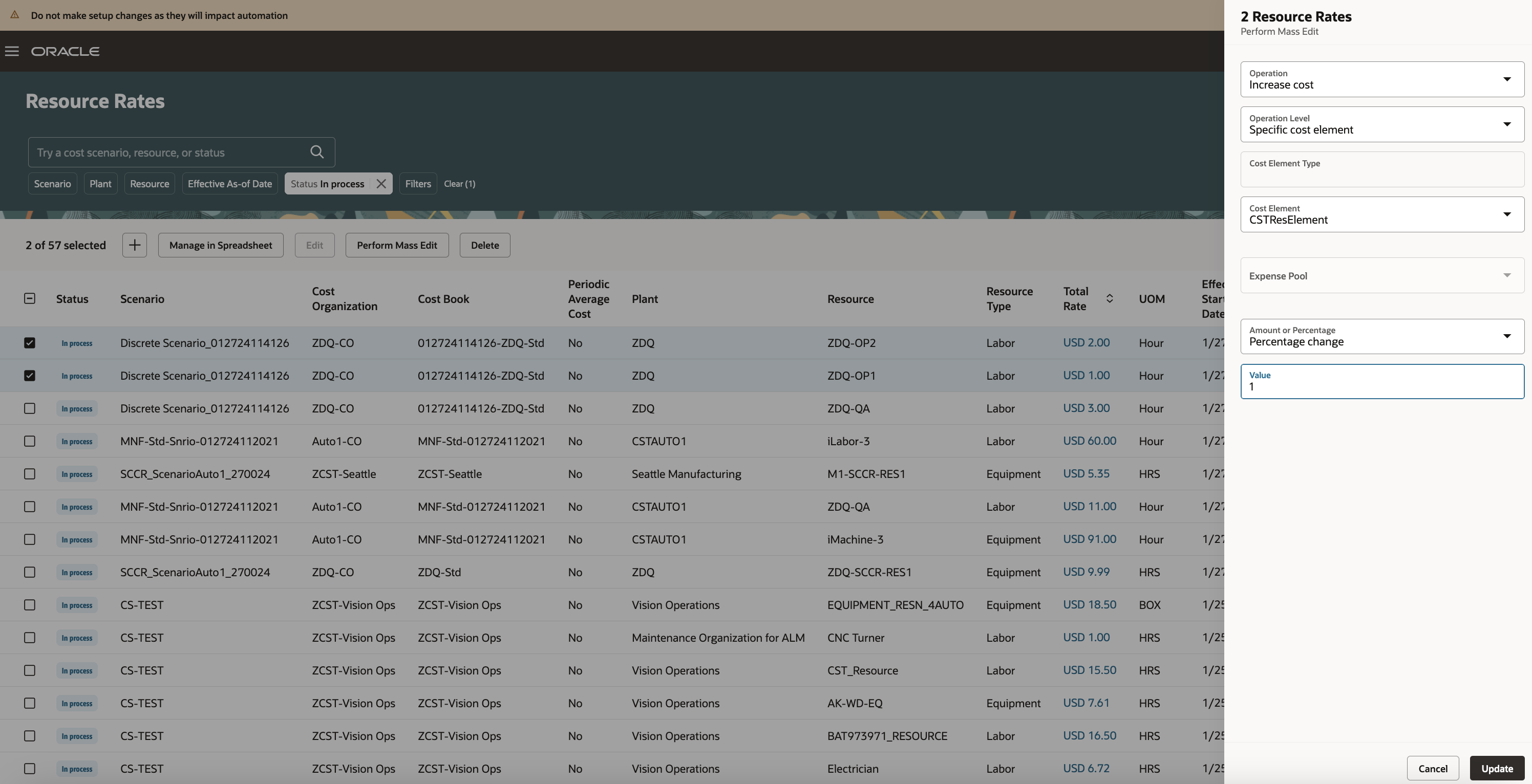 Screenshot with mass edit capability