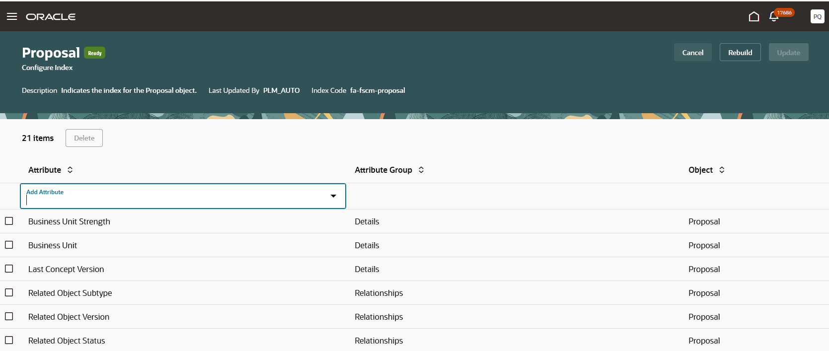 Configure Proposal Index