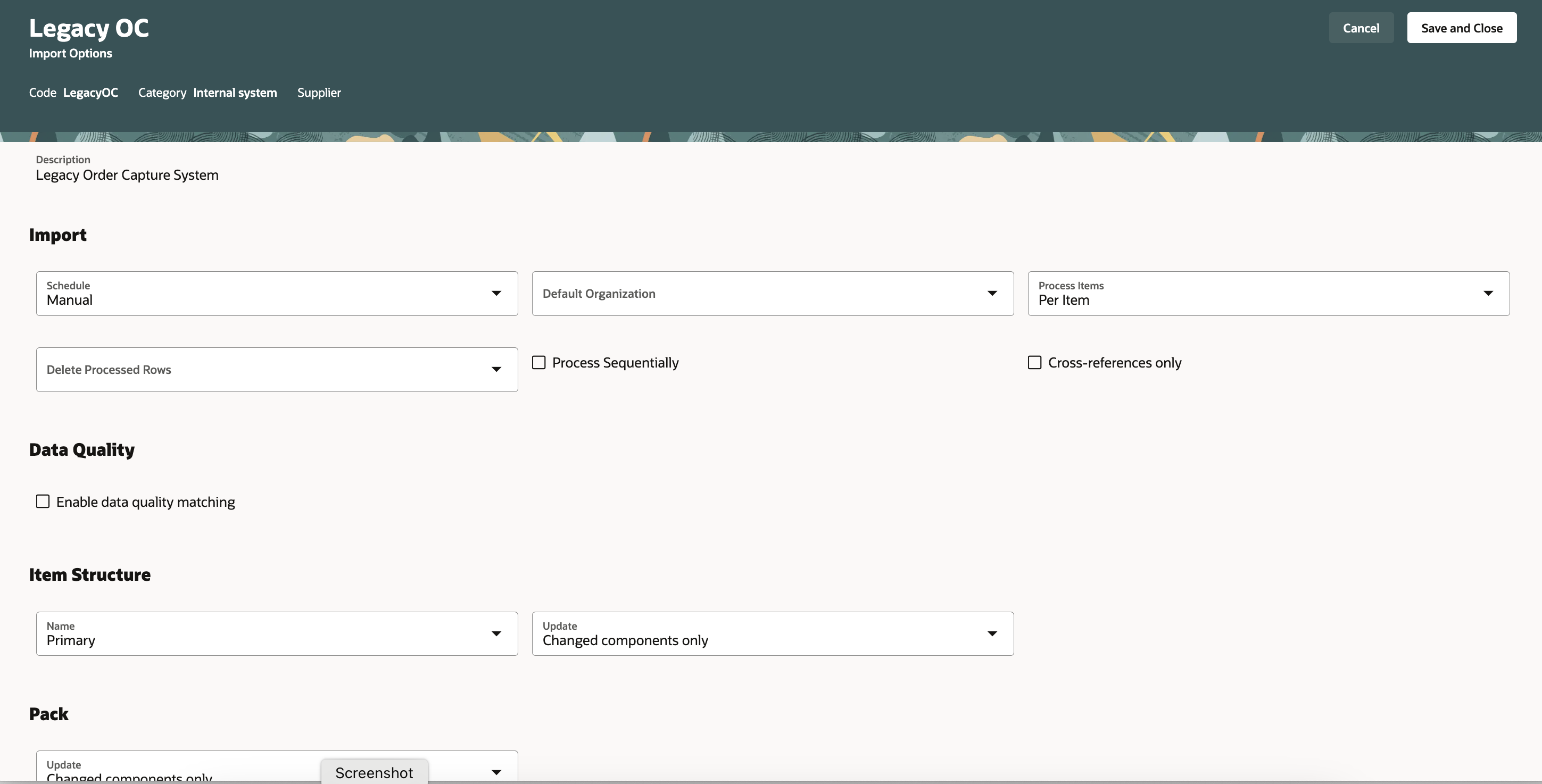 Spoke system import options