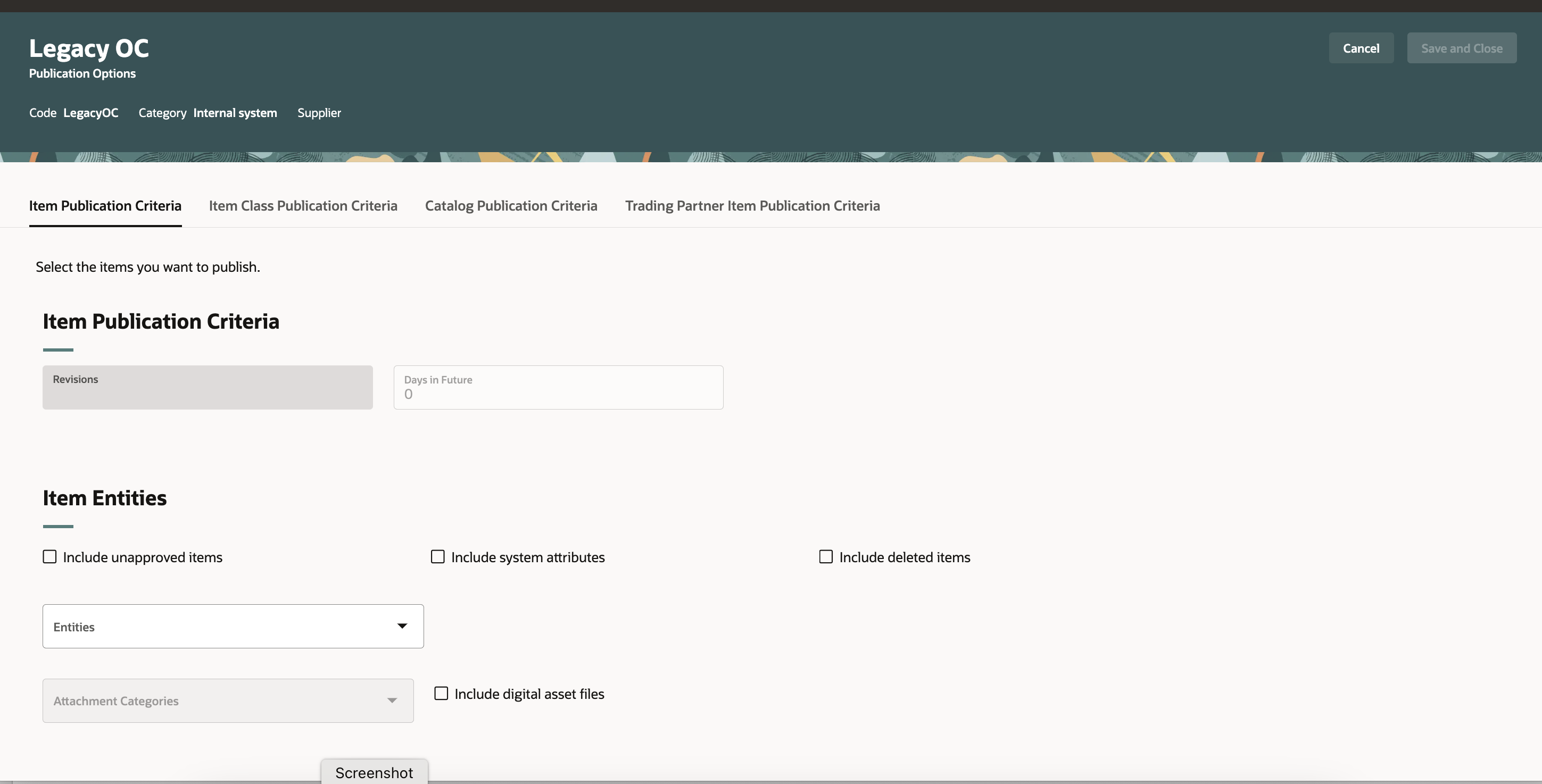 Spoke system publication options