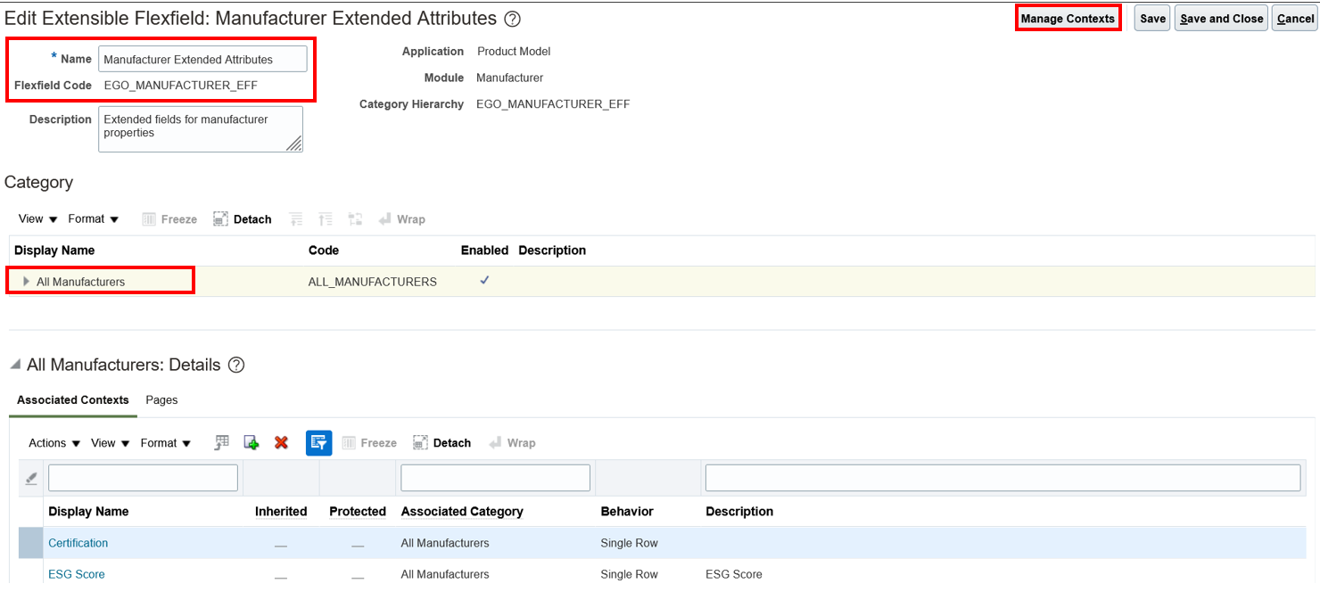 Configure Extensible Flexfields for Manufacturers