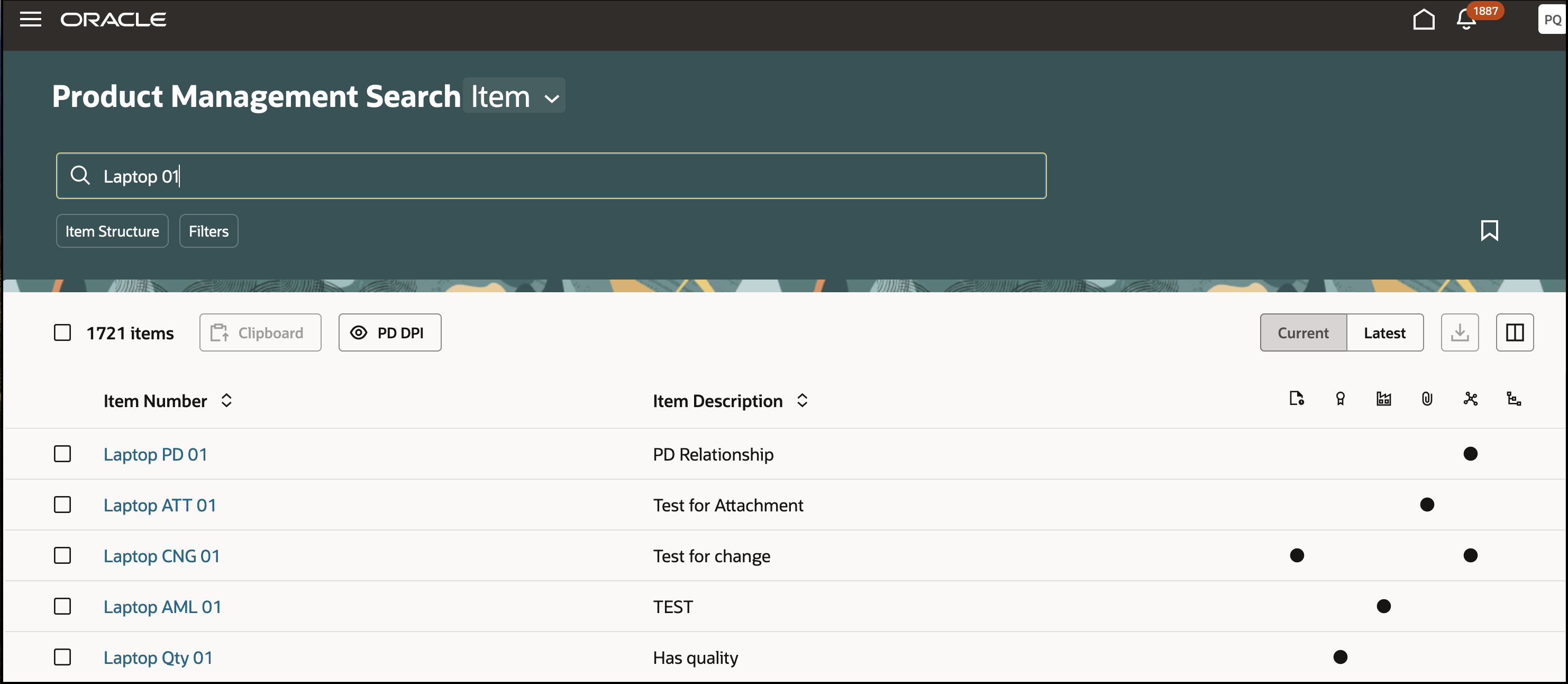 Item Search Page with Presence Indicators