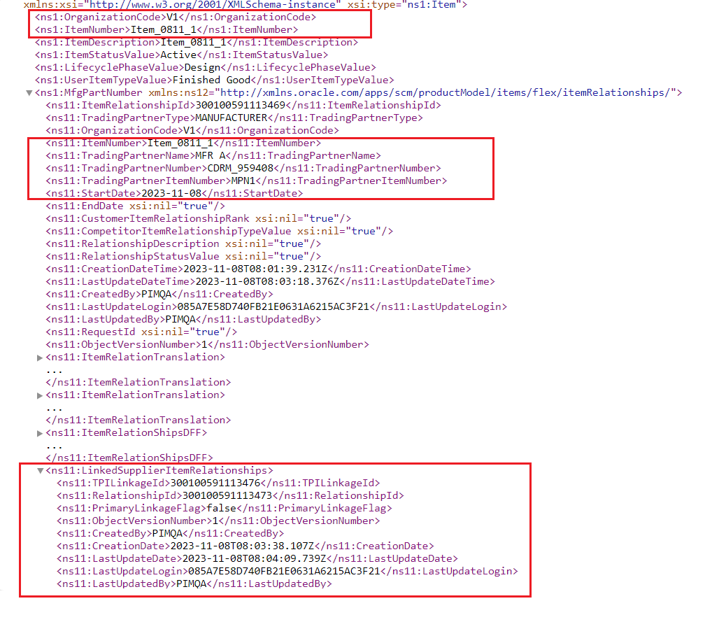 Published manufacturer part number and supplier part number relationship links