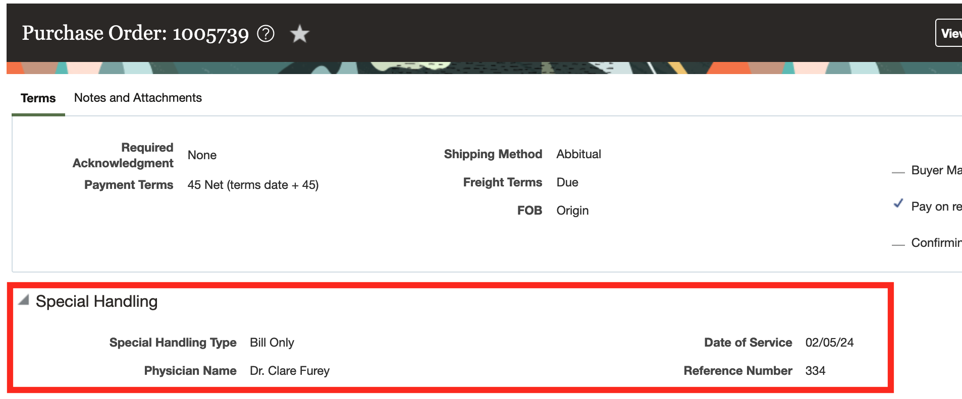 Create Requisitions and Purchase Orders Requiring Special Handling