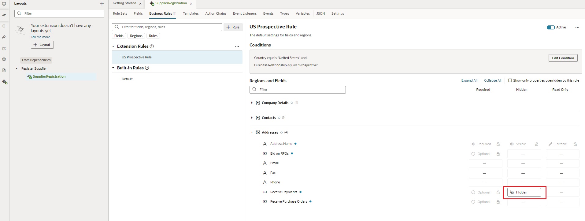 Configure Receive Payments Address Purpose