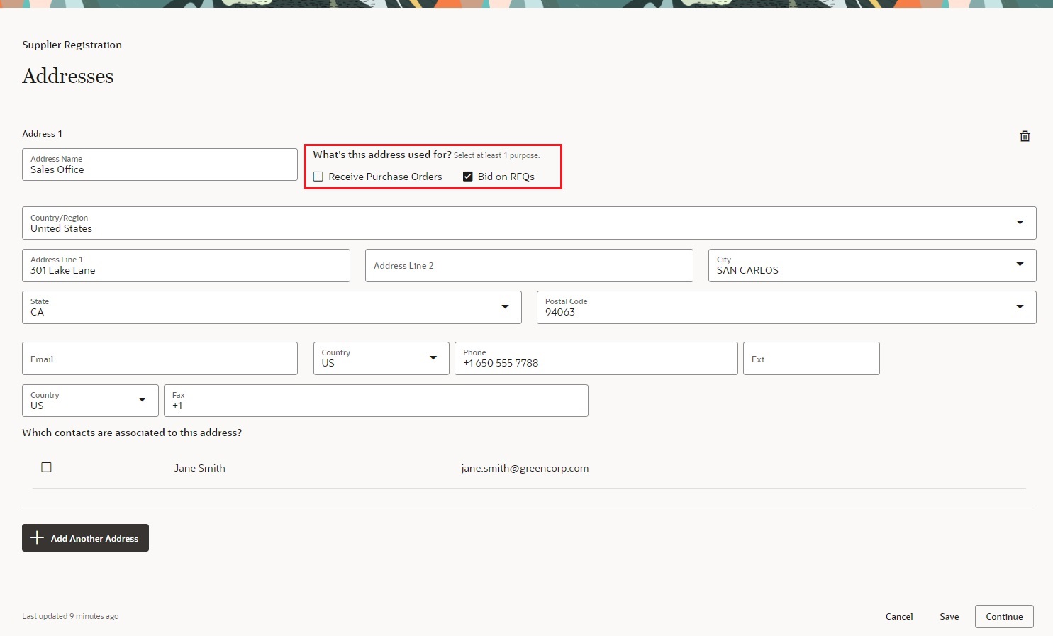 Removed Address Purpose: Received Payments
