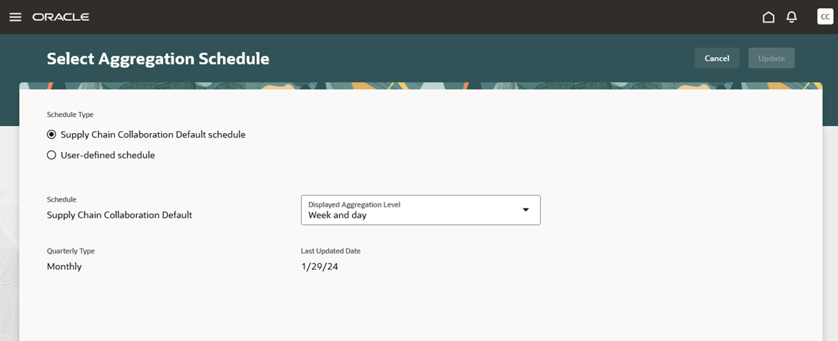 Select Aggregation Schedule page in the Redwood user experience