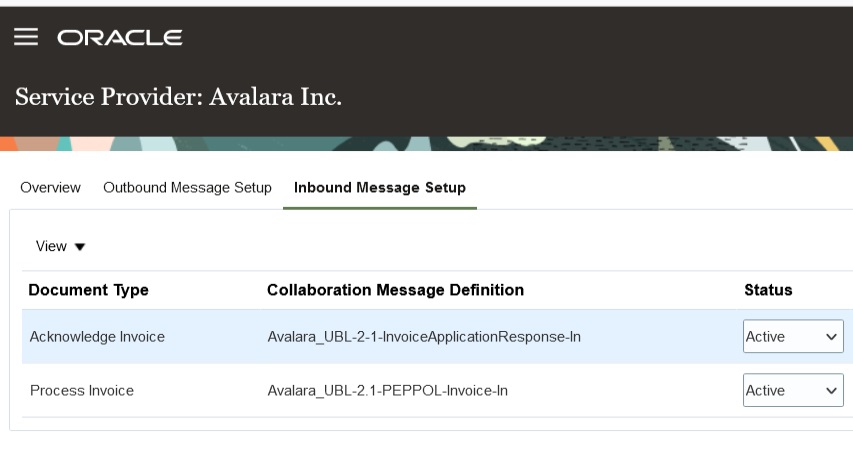 Avalara- Inbound Message Setup