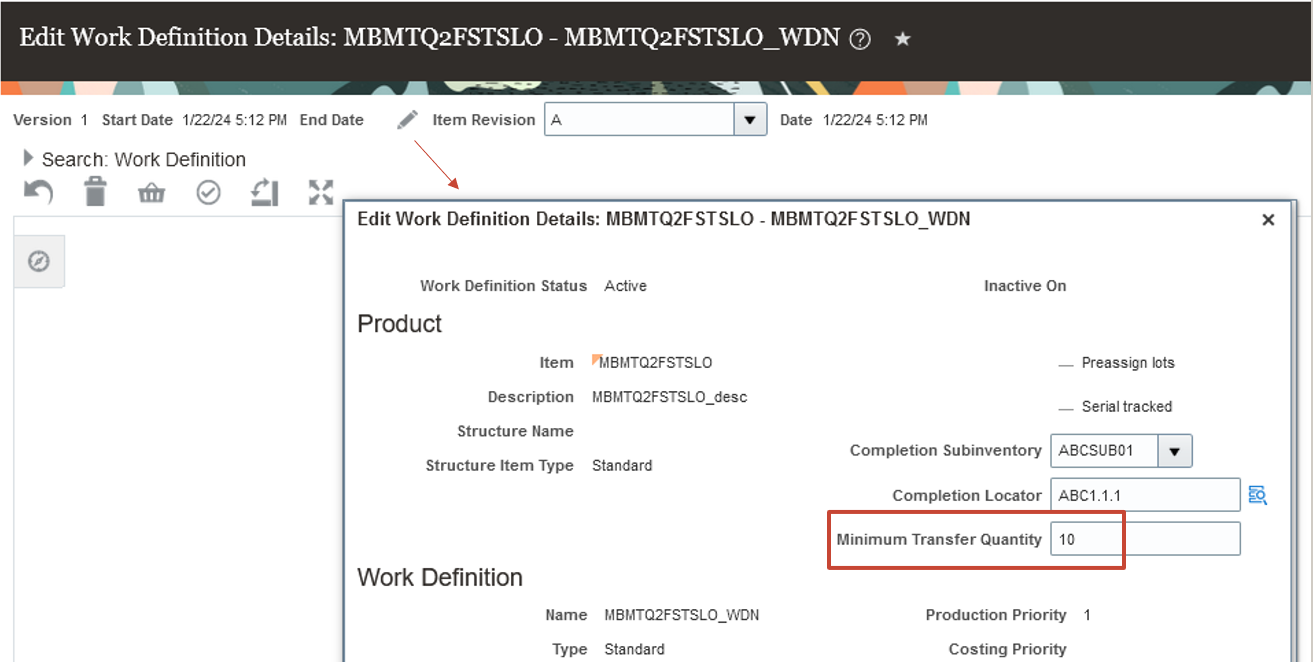 Work definition details