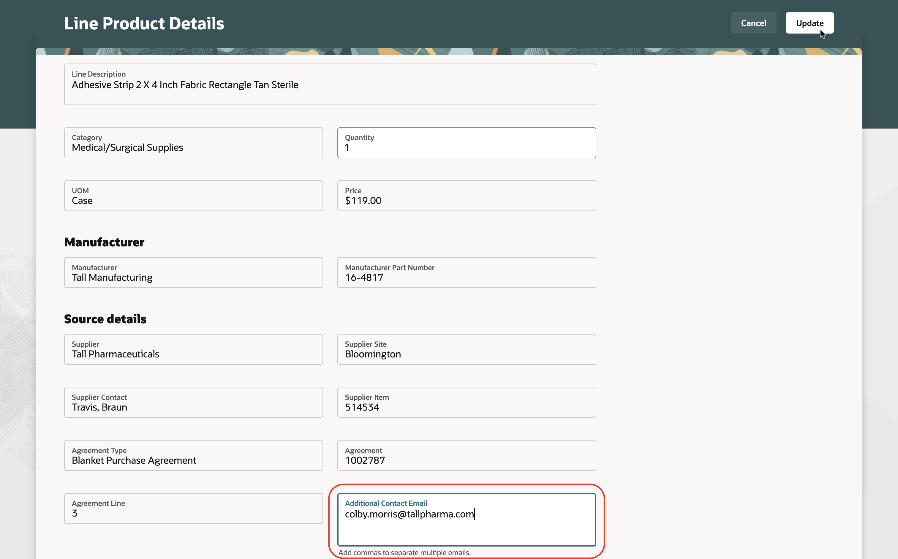 Assign additional contact email IDs for a catalog item