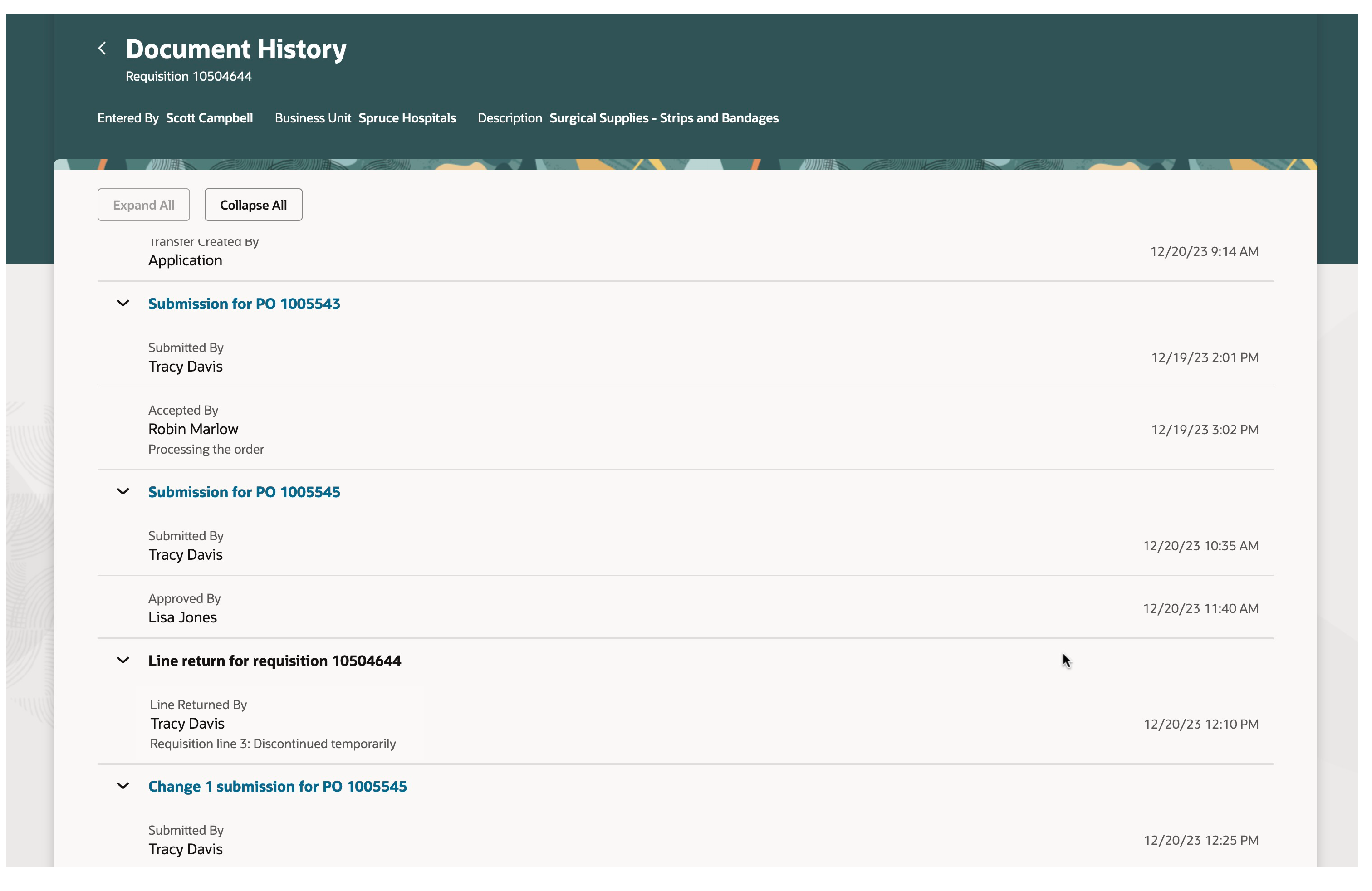 Document History for Order Creation and Modifications