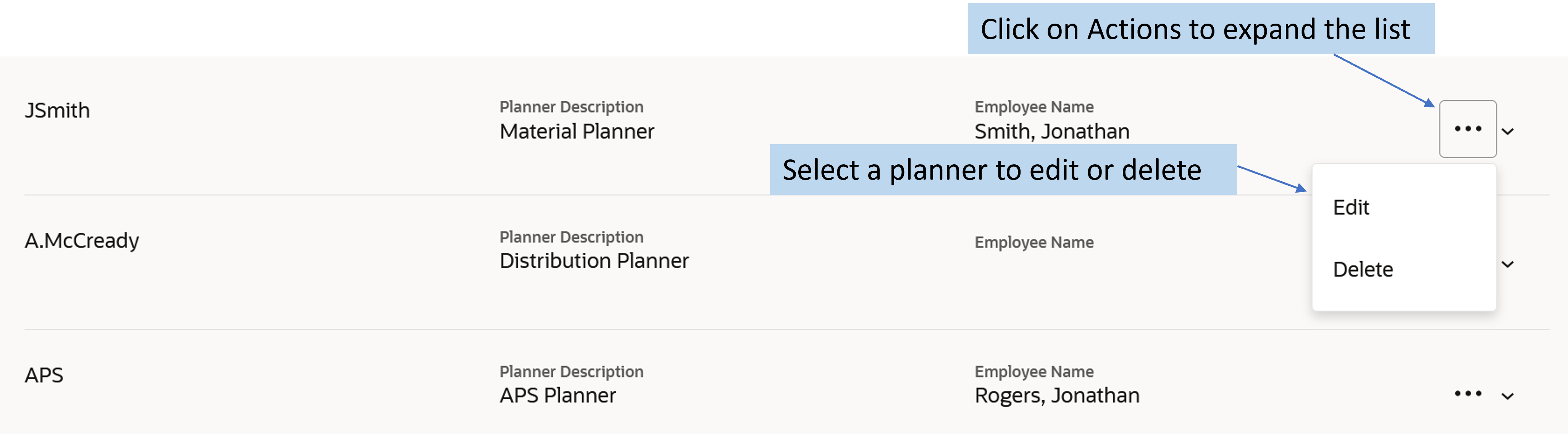 Edit or Delete a Planner