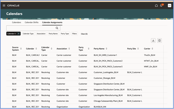 Calendars Assignments Page with Preselected Calendar Filters