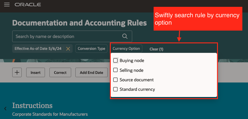 Screen capture that shows the search filters.