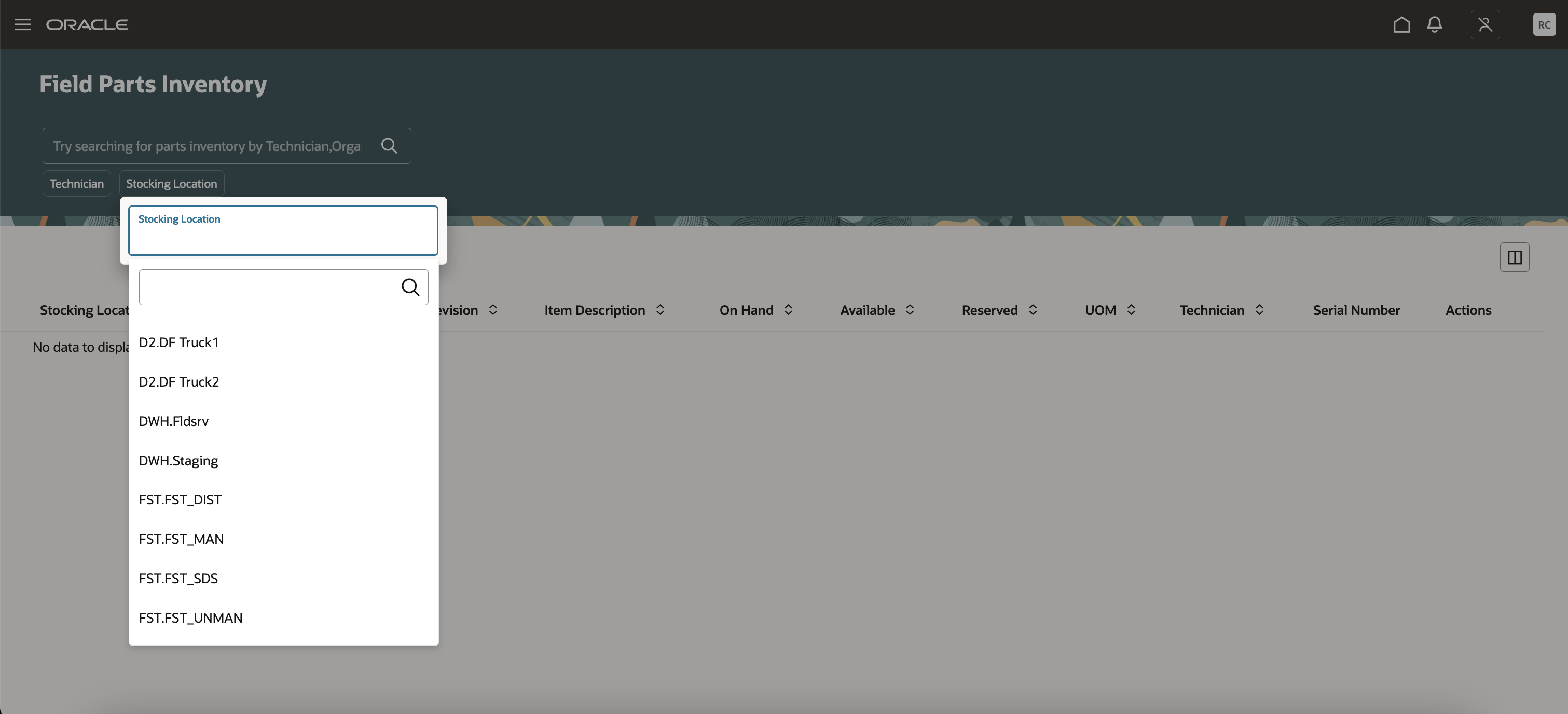 Field Parts Search Page with Facet Search