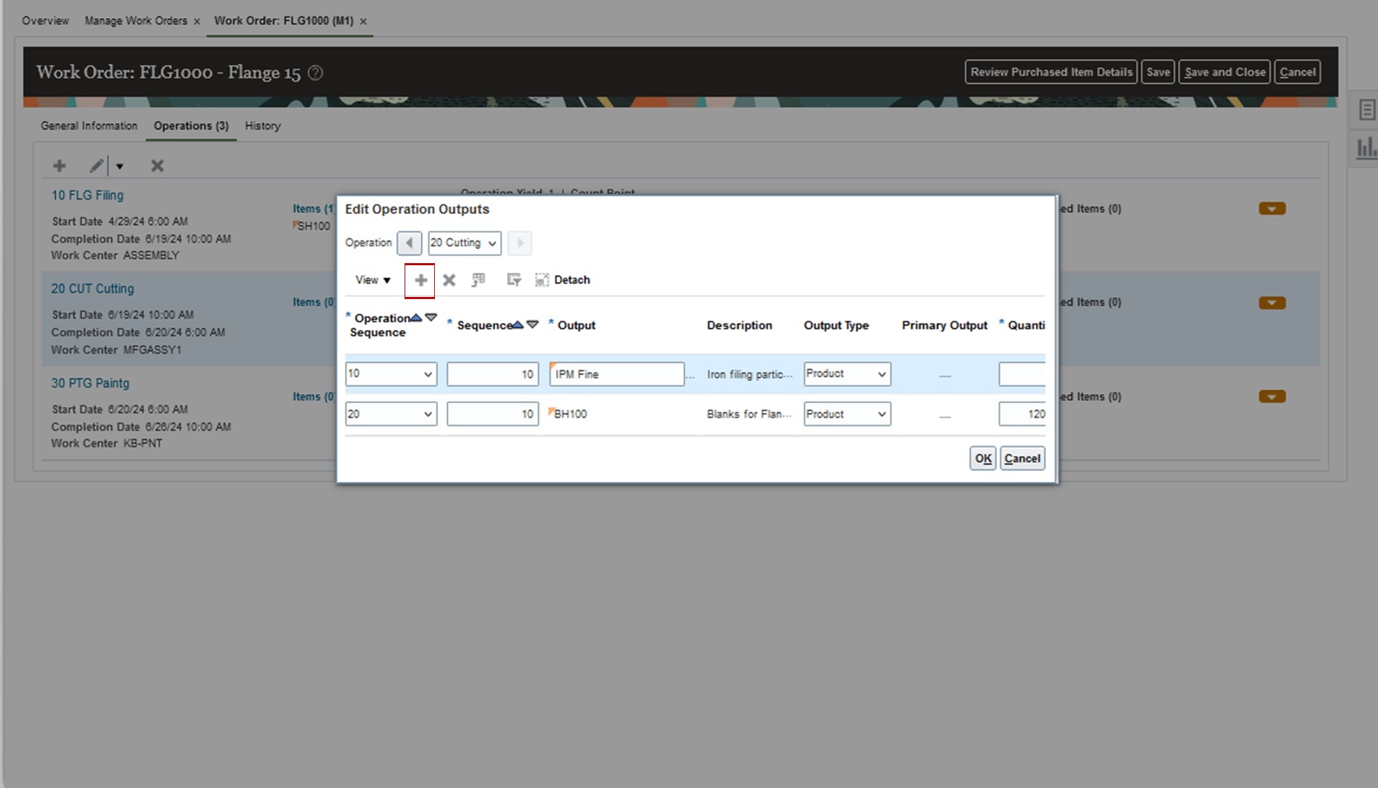 Additional Outputs in Discrete Work Order