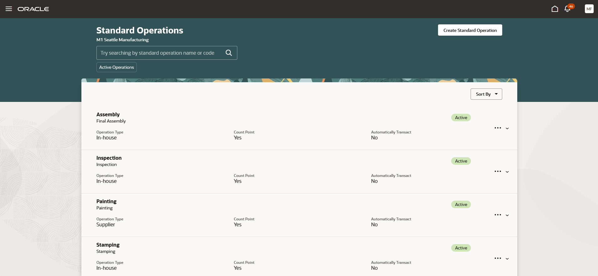 Search for, filter, and sort all standard operations