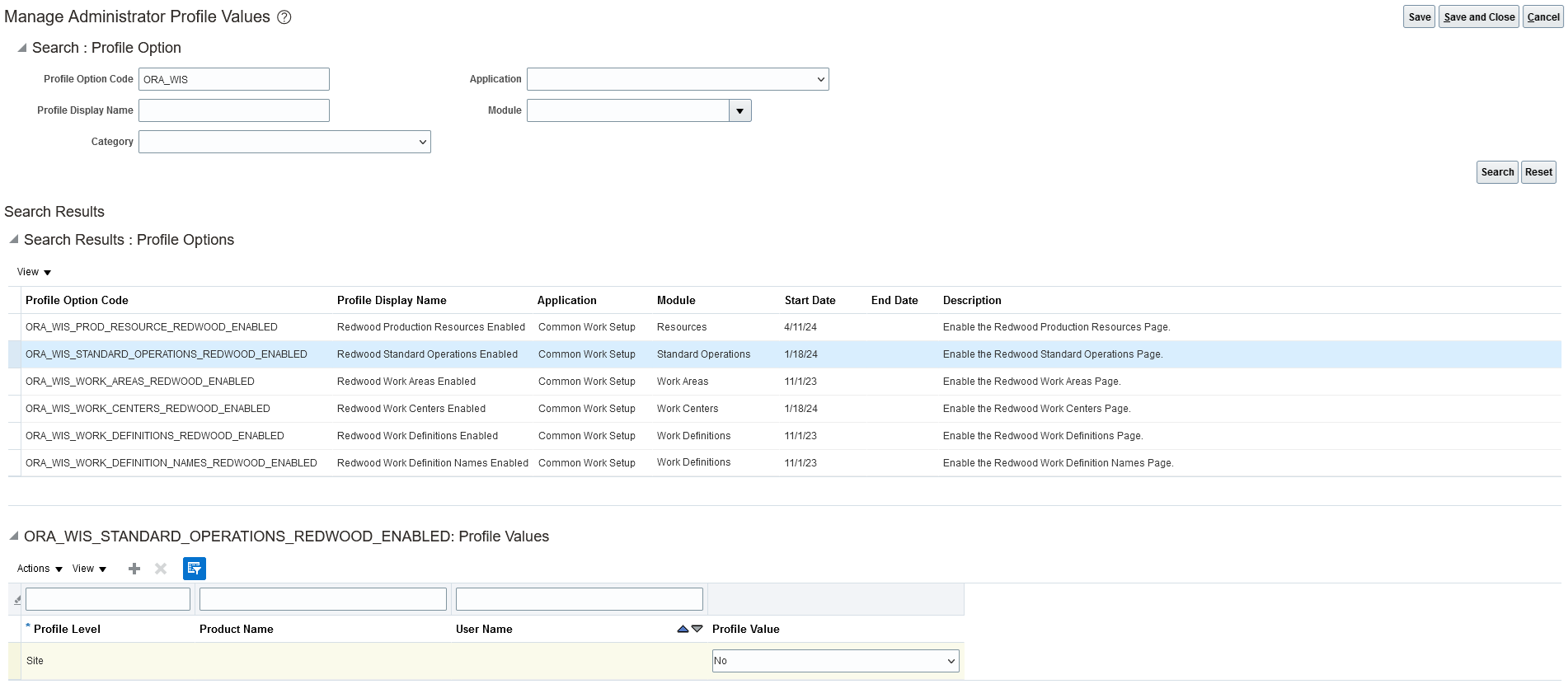 Profile option to enable Standard Operations Redwood experience