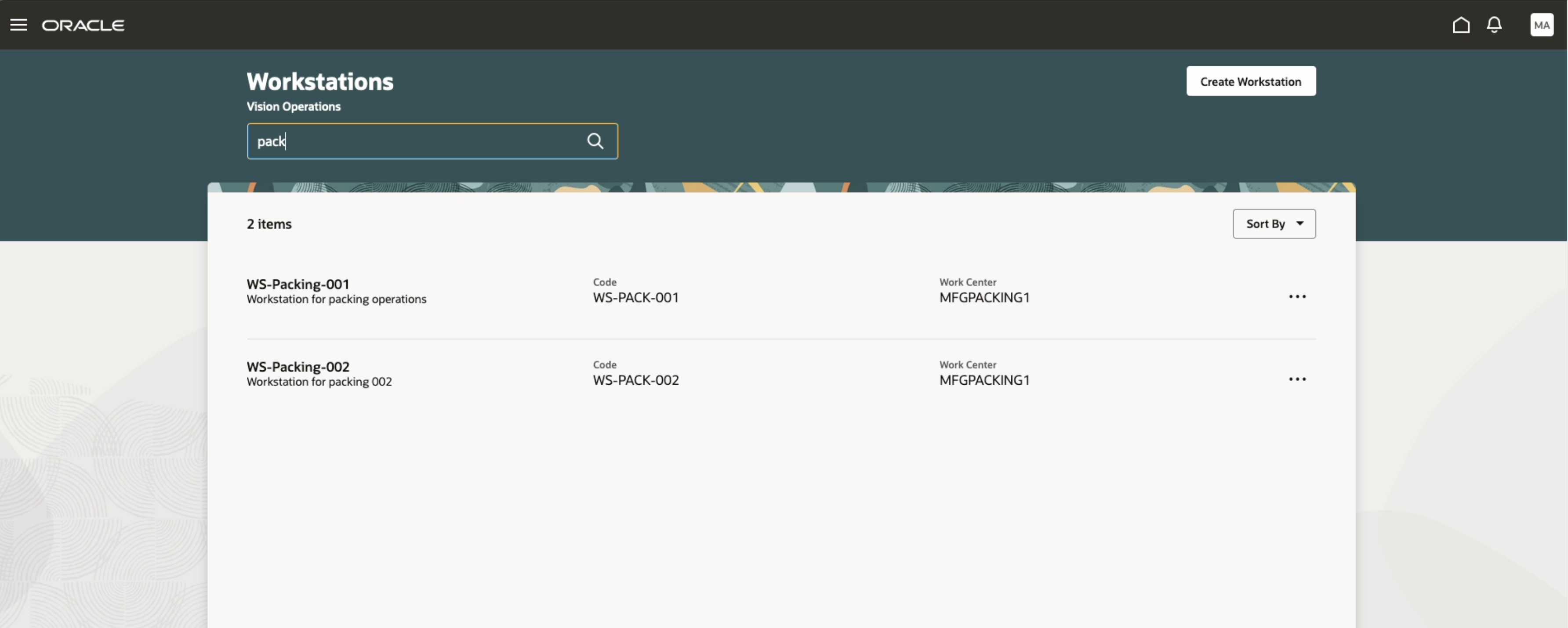 Search for workstations using attributes such as name and code