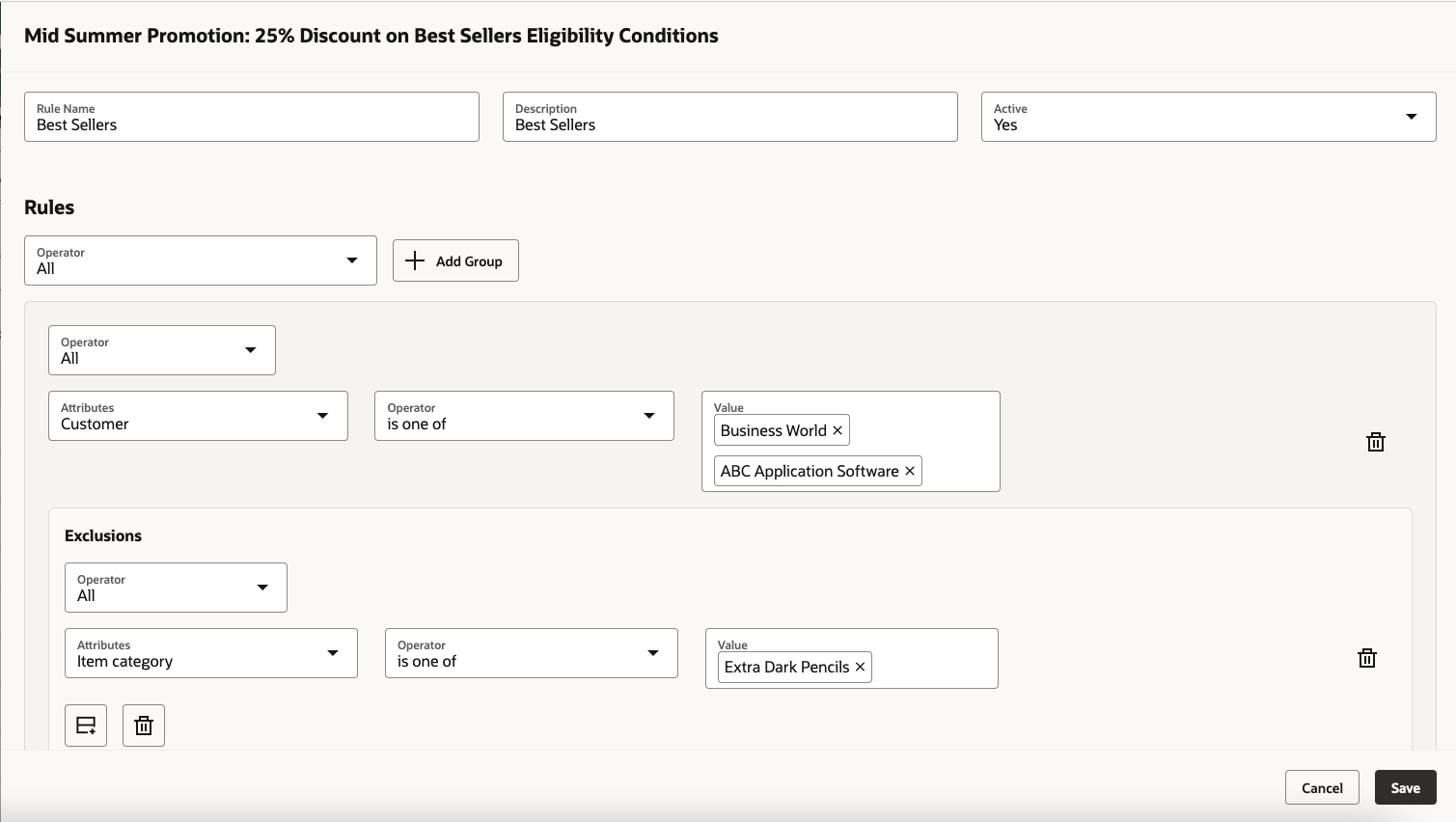 Use item category in your eligibility rules