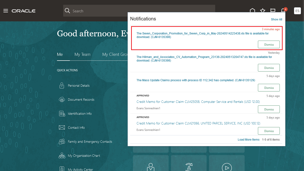 Earned Accruals Extract Notification