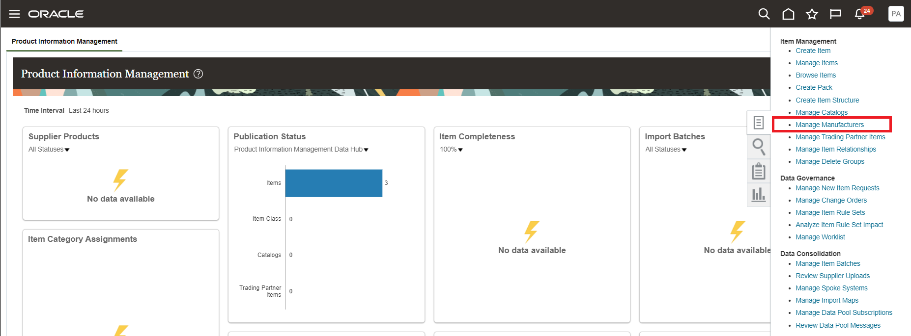 Manage Manufacturers in Product Information Management work area