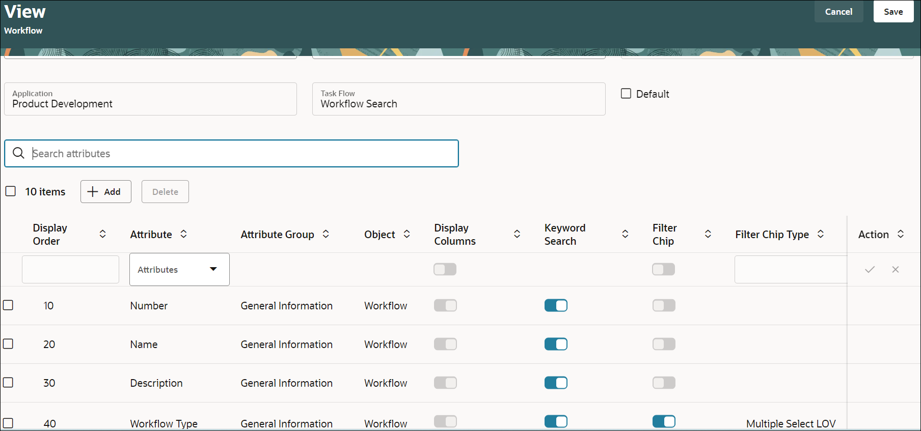Configure Search View for Changes