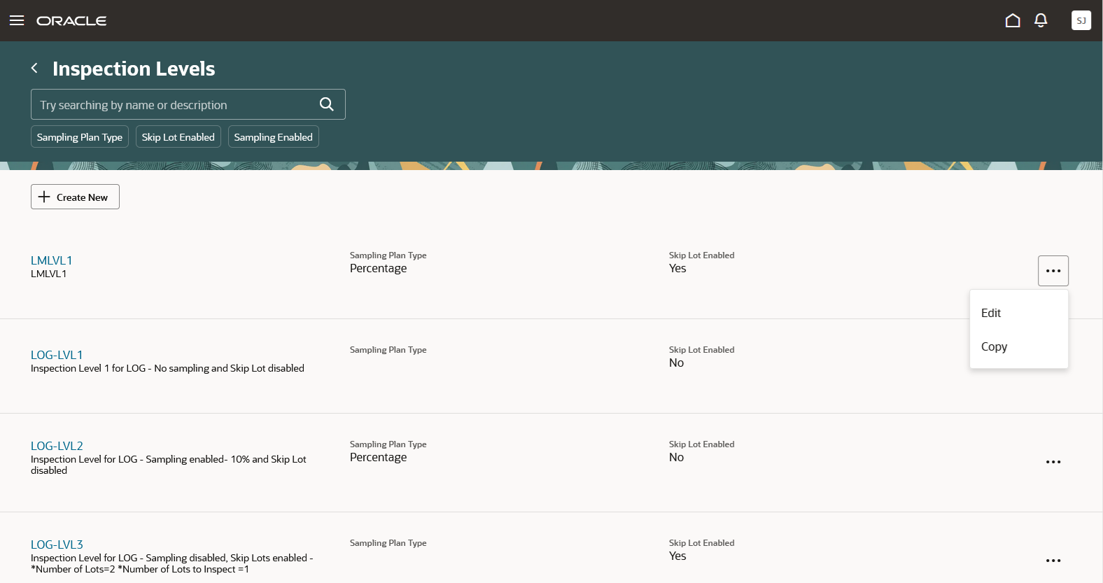 Manage Inspection Levels