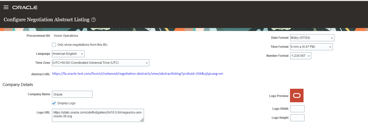 Configure Negotiation Abstract Listing