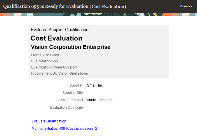 Evaluate Qualification Notification