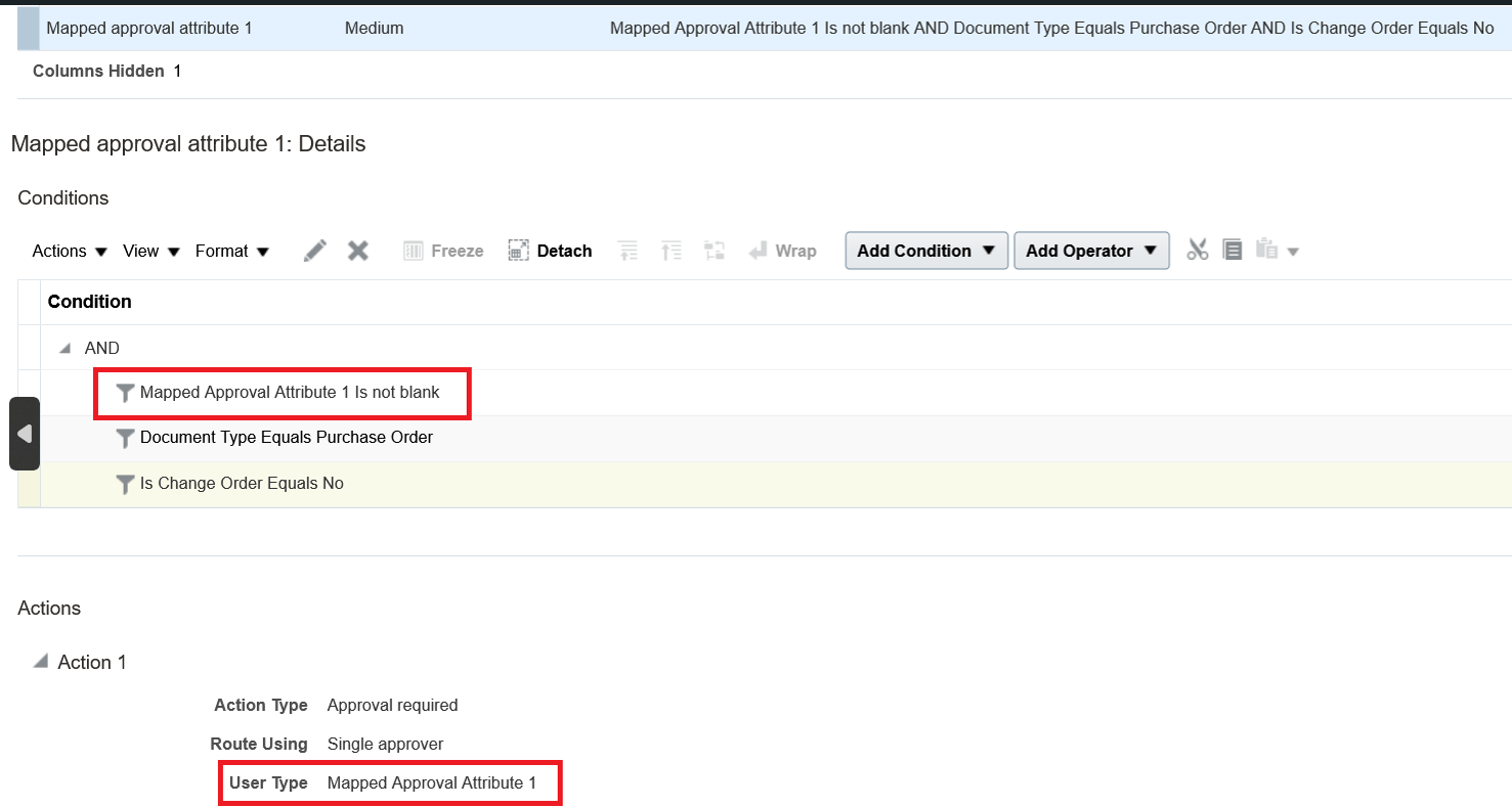 Single approver routing configured using Set up and Maintenance with Mapped Approval Attribute 1