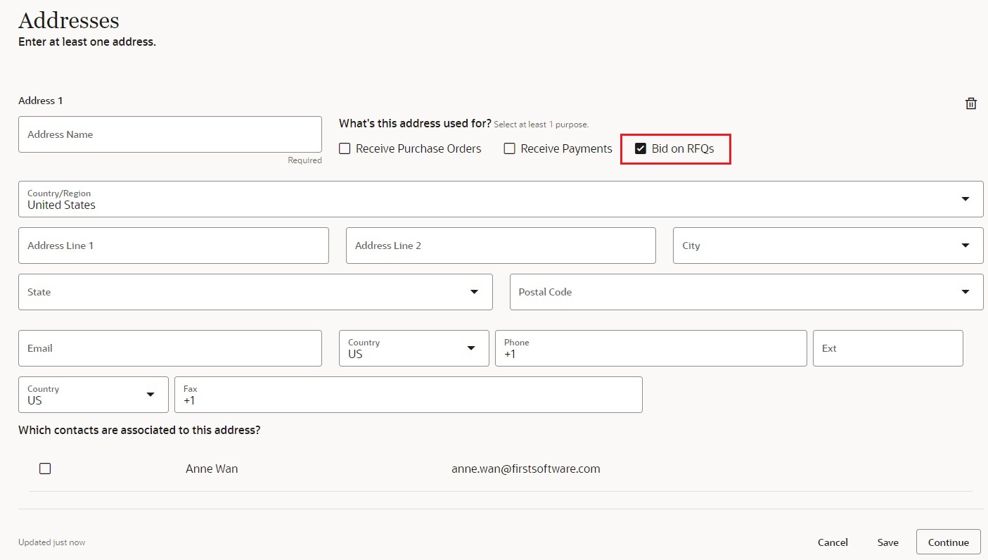 Values Defaulted on the Addresses Page