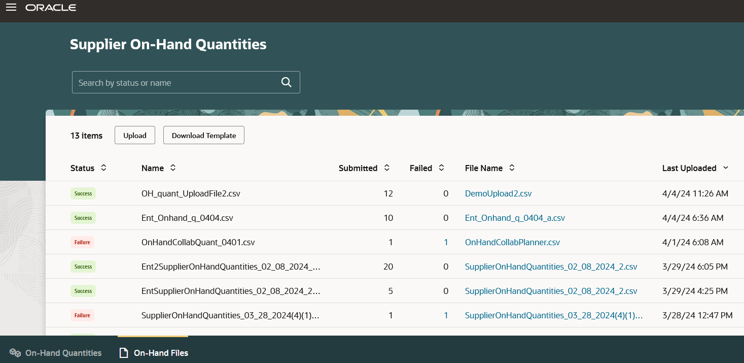On-Hand Files page in the Redwood user experience