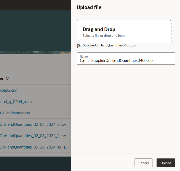Upload File dialog in the Redwood user experience