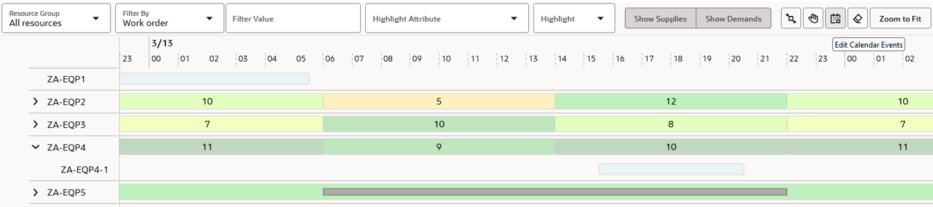 Number of Units Available by Shift are Displayed in Edit Caldnar Events mode