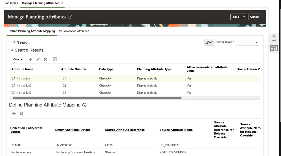 Display Attributes are Created in Manage Planning Attributes screen