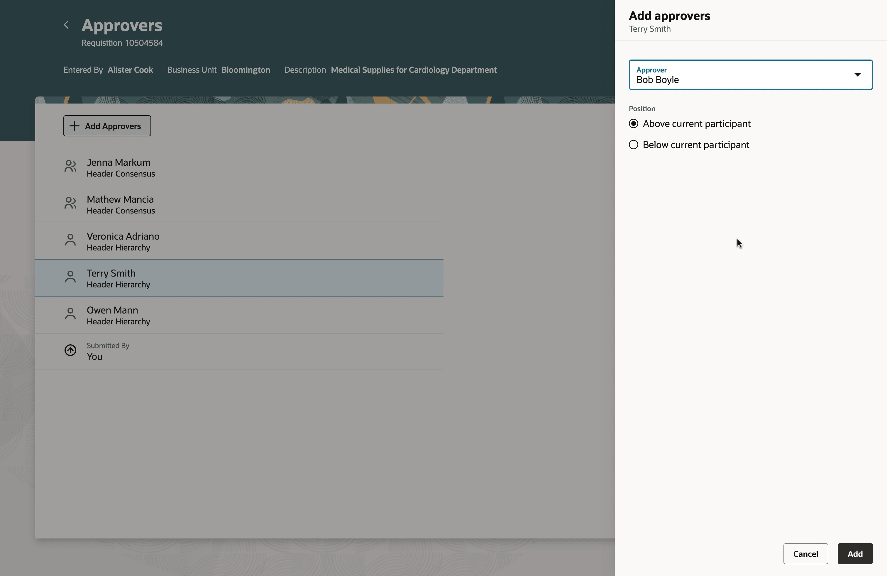 Search and Add Approvers