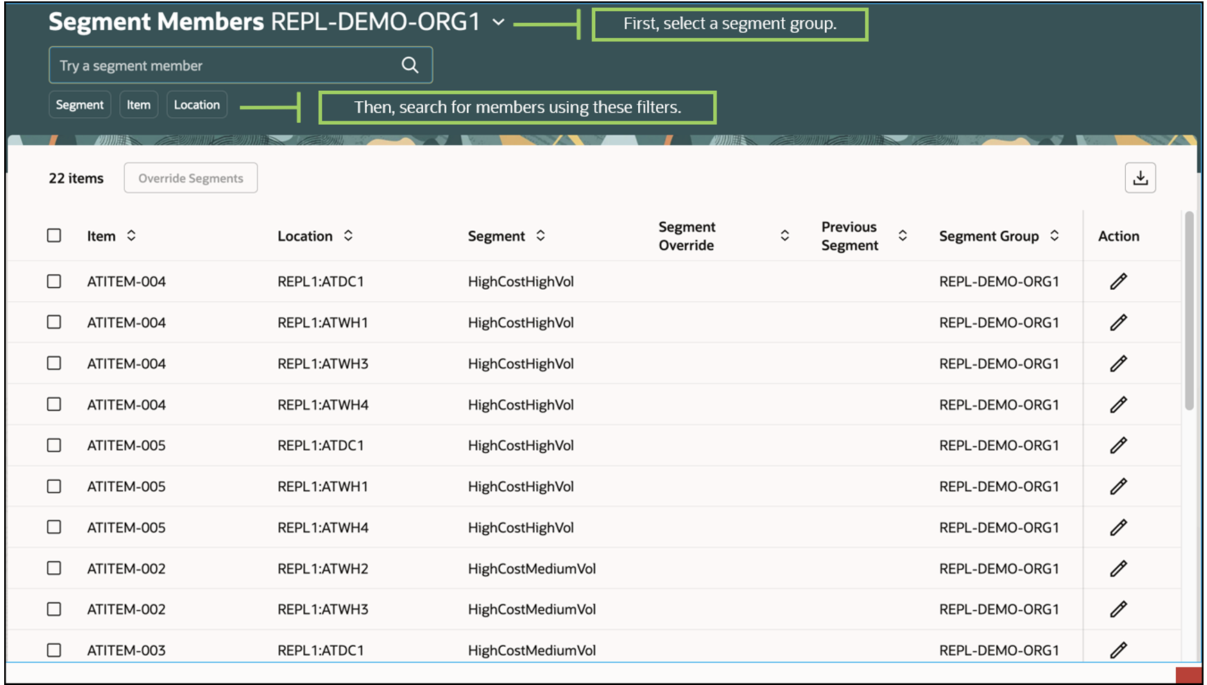 Segment Members Page