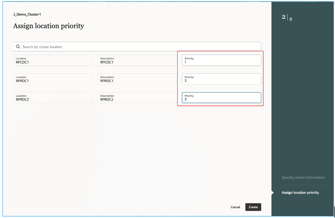 Second Step for Assigning Location Priority